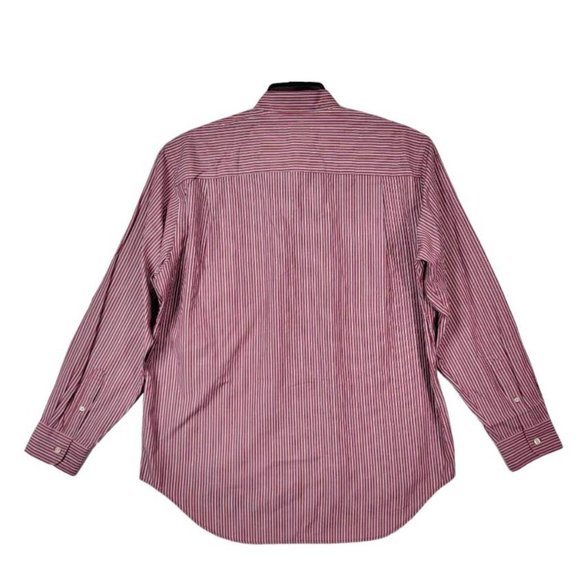 Austin Reed London Men Cotton Long Sleeve Dress Shirt Stripe Size Large Red - Picture 9 of 13
